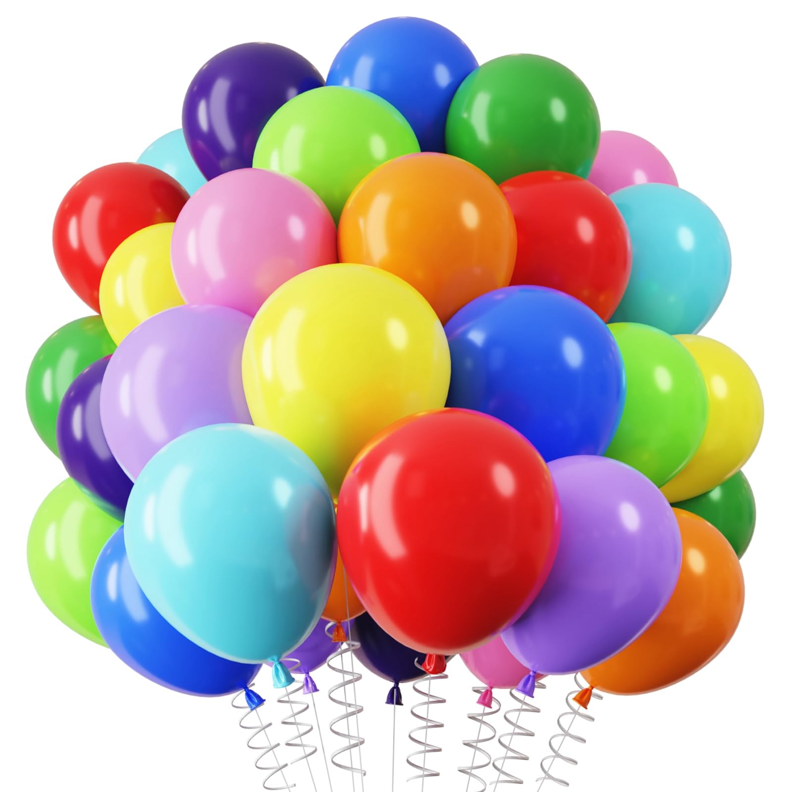 QIFU Rainbow Birthday Balloons, 12 inch Multicoloured Rainbow Party Balloon Biodegradable Latex Balloon Colourful Helium Balloons for Kids Birthday Rainbows Party Decorations Baby Shower Prom Wedding — image 1