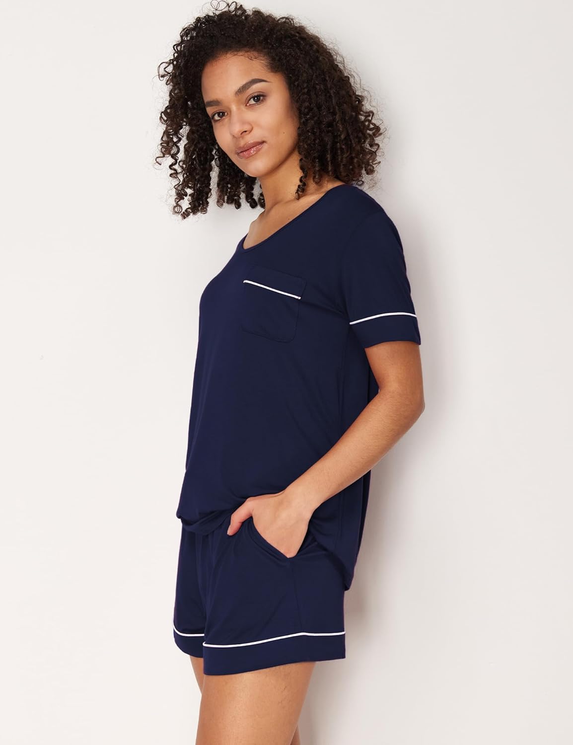 GYS Bamboo Viscose Women's Pajama Sets Short Sleeve Crew Neck 2 Piece Pajama Set for Women - Image 3