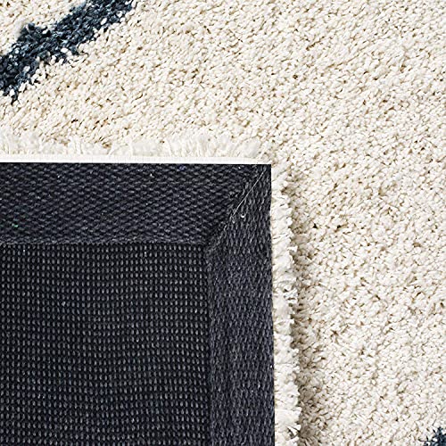 Image of Handwoven Premium Shaggy Fur Rectangular Rugs And Carpet For Living Room, Bedroom, Hall, Baby Room (5X7 Feet, Ivory & Slate Blue)