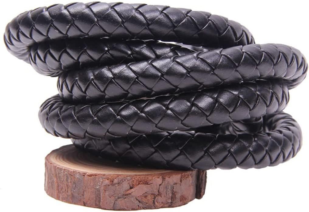 3/4/5/6/8/10/12mm Round Leather Cord String DIY Necklace Bracelet Making Finding Black Brown Braided PU Rope Jewelry Accessories, 1pcs (Color : Black, Size : 10mm 5m)