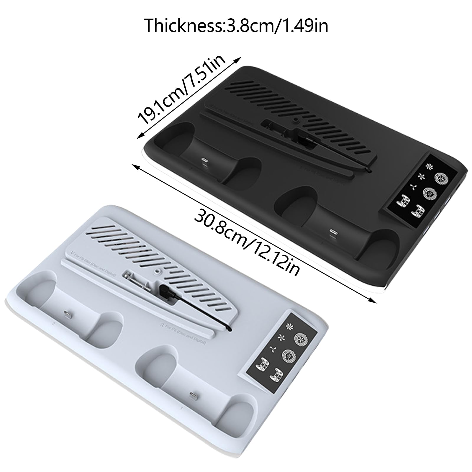 Supporto multifunzionale per ventola di raffreddamento per PS5, base in ABS con luci a LED, ideale per console di gioco, prestazioni migliorate e dissipazione ottimale del calore