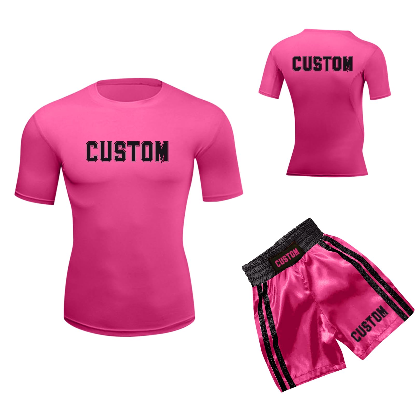 Personalised Boxing Set with Custom Name Pattern - Short Sleeve Top & Shorts for Men Women Kids Suitable for Muay Thai, MMA Training Gear Gift for Boxing Lover,Halloween Costume