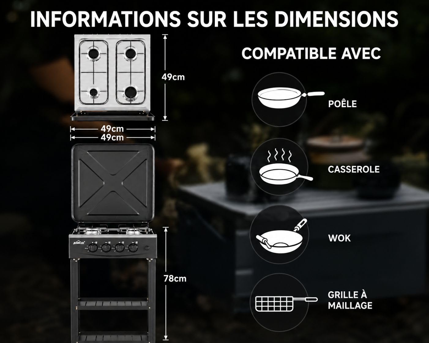 Réchaud à Gaz 4 Brûleurs 6,2 kW