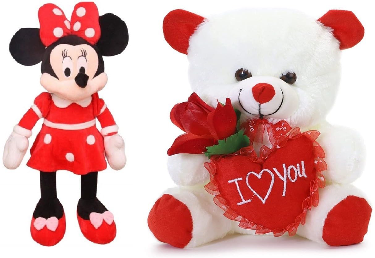 Crispy toys Girls Gift Combo of Pink Mini Mouse and White Rose Teddy Perfect Combo for Girls 40 & 30cm (B0C9PXMVJT) Amazon Price History, Amazon Price Tracker