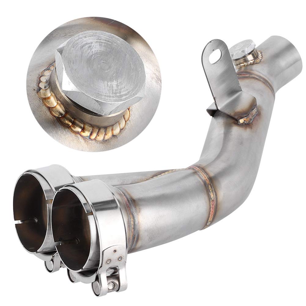 Qiilu Tubo Centrale di Scarico per Moto, catalizzatore di Scarico a Tubo Centrale Tubo di Collegamento Decat rimosso Adatto per YZF-R6 2009-2014 Adatto per catalizzatore r6
