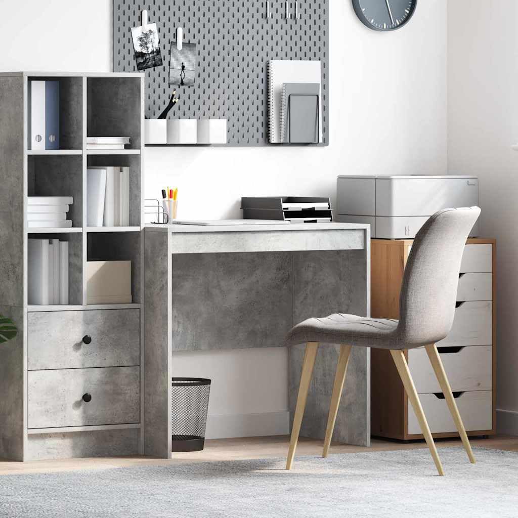Scrivania in cemento grigio, 80 x 50 x 76 cm, piccola scrivania per computer in legno, design moderno, robusta e salvaspazio, per casa, ufficio, soggiorno, camera da letto per adolescenti