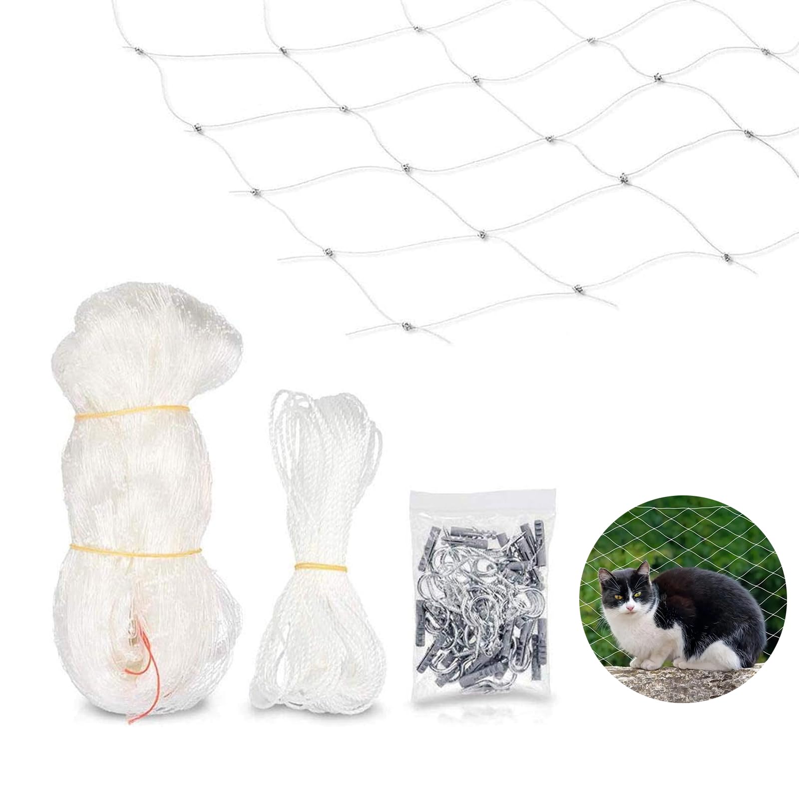 Rete per Gatti, Rete per Gatti Rinforzata 8 x 3 m, Robusta e Resistente agli Strappi, ai Raggi UV e alle intemperie, per Balcone, terrazze e finestre