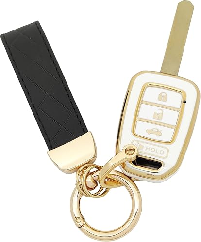 Funda protectora de TPU para llavero compatible con Honda Accord 2013-2016 Honda Accord 2014-2015 CRV 2014-2015 Civic Key Fob (blanco)