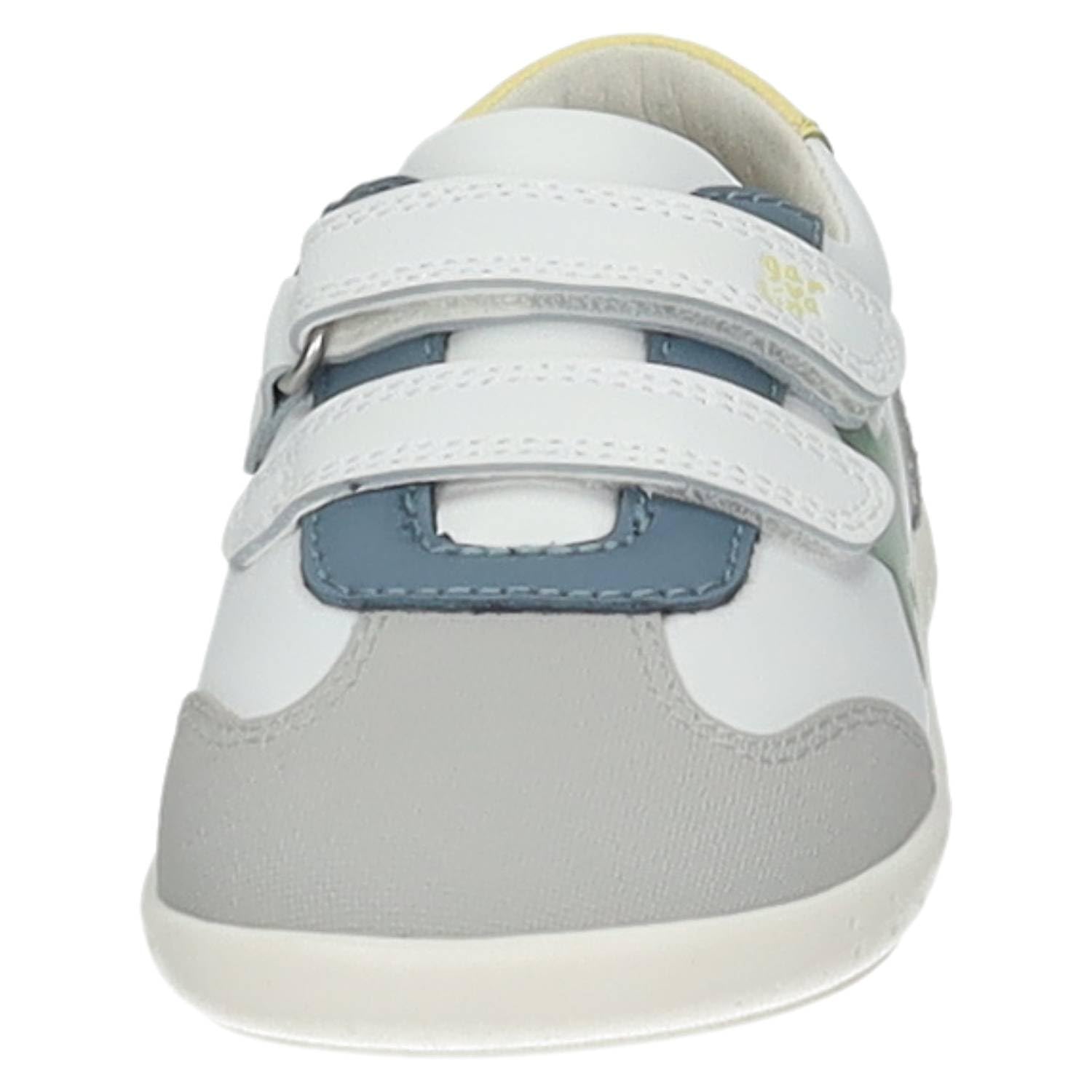 GARVALÍN 262320-C863 Calzado Respetuoso Barefoot Infantil con Doble Cinta Textil Adhesiva, Puntera Ancha y Suela Flexible Blanca Azul Gris NIÑO Deportivos