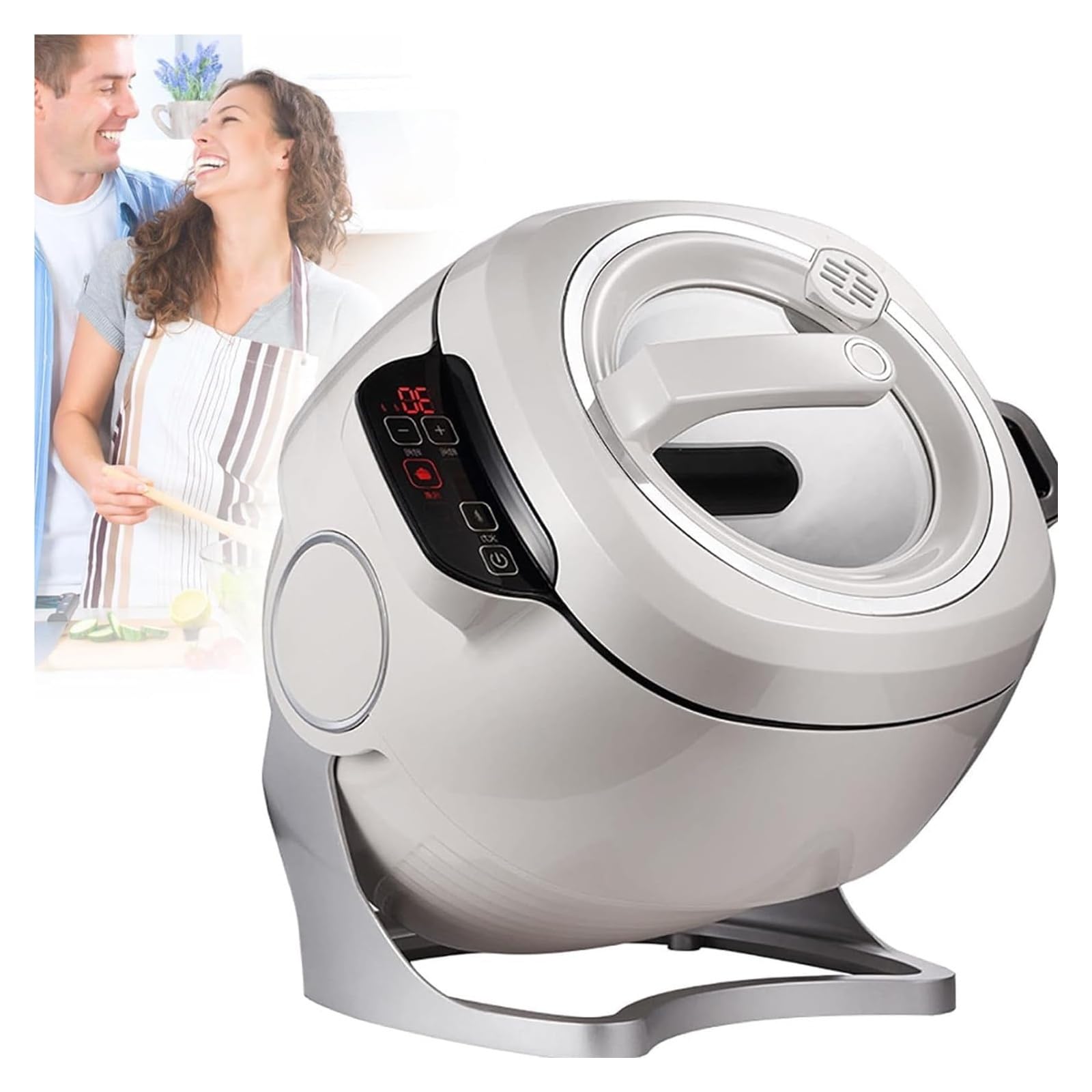 Komercyjny robot kuchenny 2000 W, w pełni automatyczna maszyna do gotowania 6 l z obrotem 360°, wydajne urządzenie kuchenne do restauracji i gastronomii