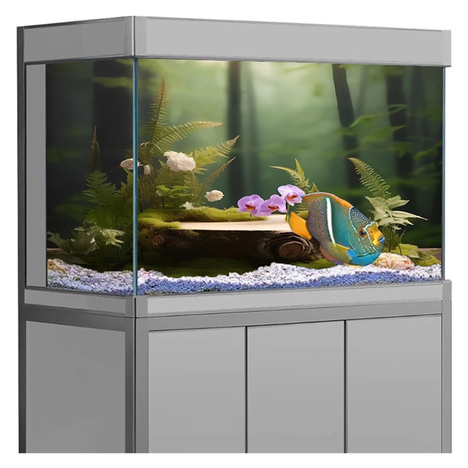 Hintergrund für Aquarien Wald Aufkleber Aquarium Hintergrund PVC Klebstoff Fisch Tank 3D(Green2,40x80cm)