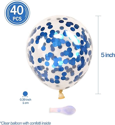Miniatura 2 de Globos de confeti azul, 40 globos transparentes de 5 pulgadas con confeti en el interior para fiesta de cumpleaños, graduación, compromiso,