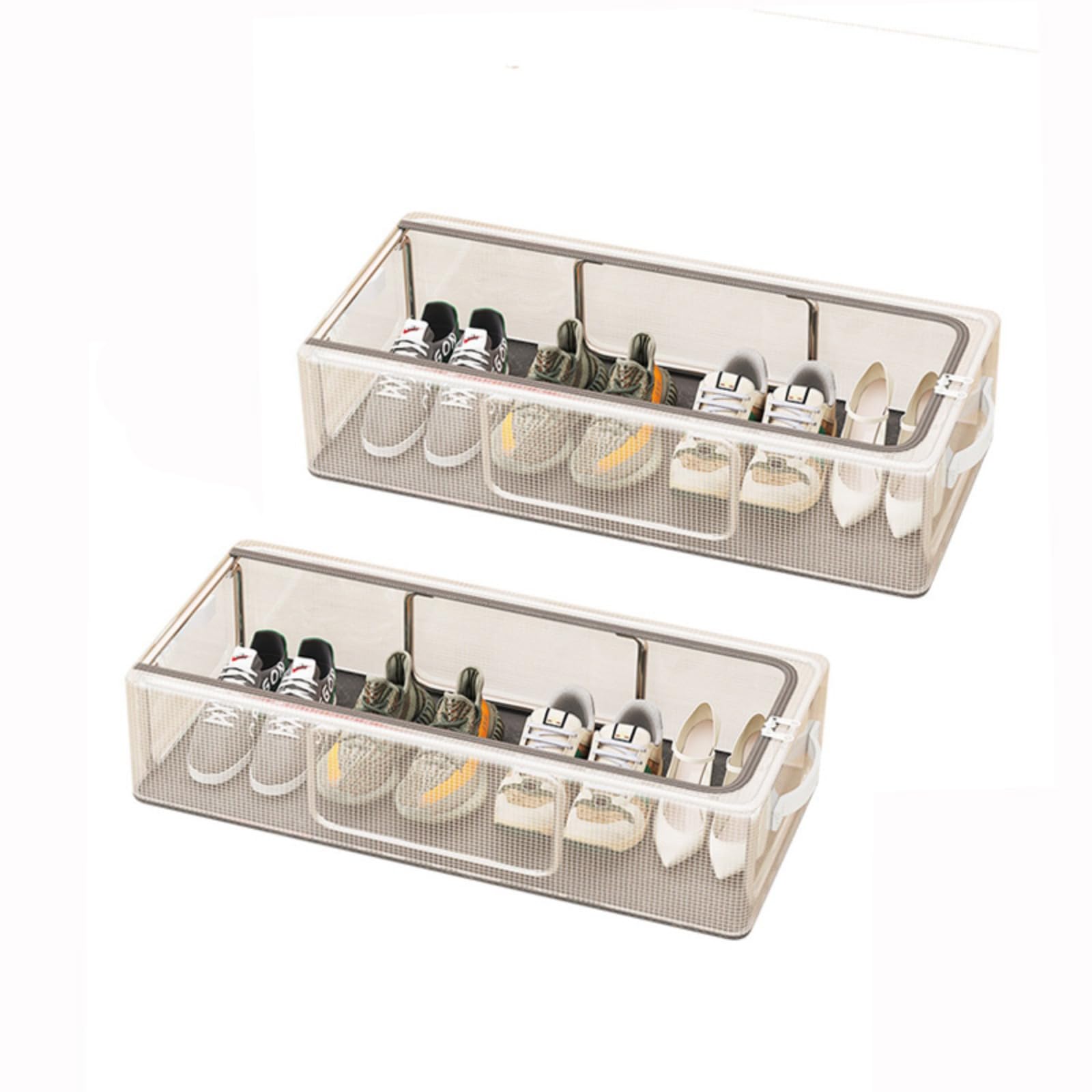 Household Multifunctional Transparent Shoe box Large capacity Stackable under the bed Shoes Storage box Bedroom Living room Storage Foldable Space-saving