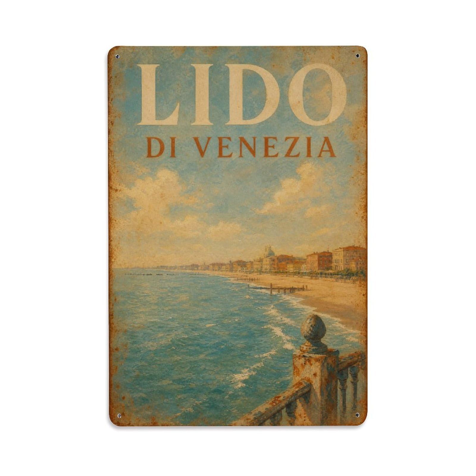 Huiyhb 8X12inch(20X30cm) Vintage Travel Lido Venezia Adriatic Coastline Italy Metal Tin Sign