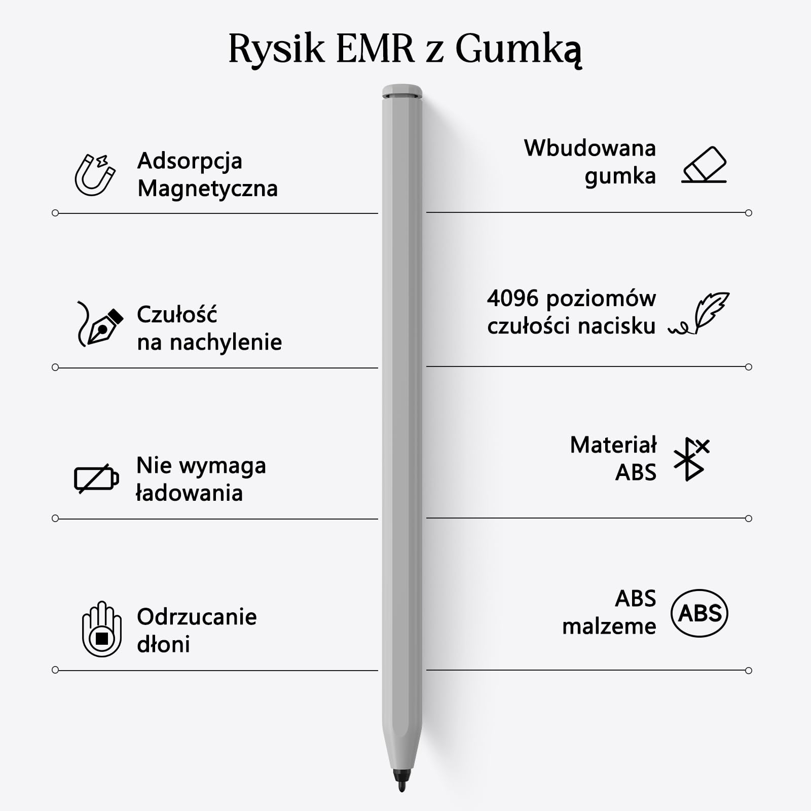 Rysik Kompatybilne z Remarkable 2 Pen, Stylus EMR z Gumką, Odrzucenie Dłoni i Wrażliwy na Pochylenie, Poziom Nacisku 4096, Pióro Cyfrowe do Remarkable 2/1/Kindle Scribe