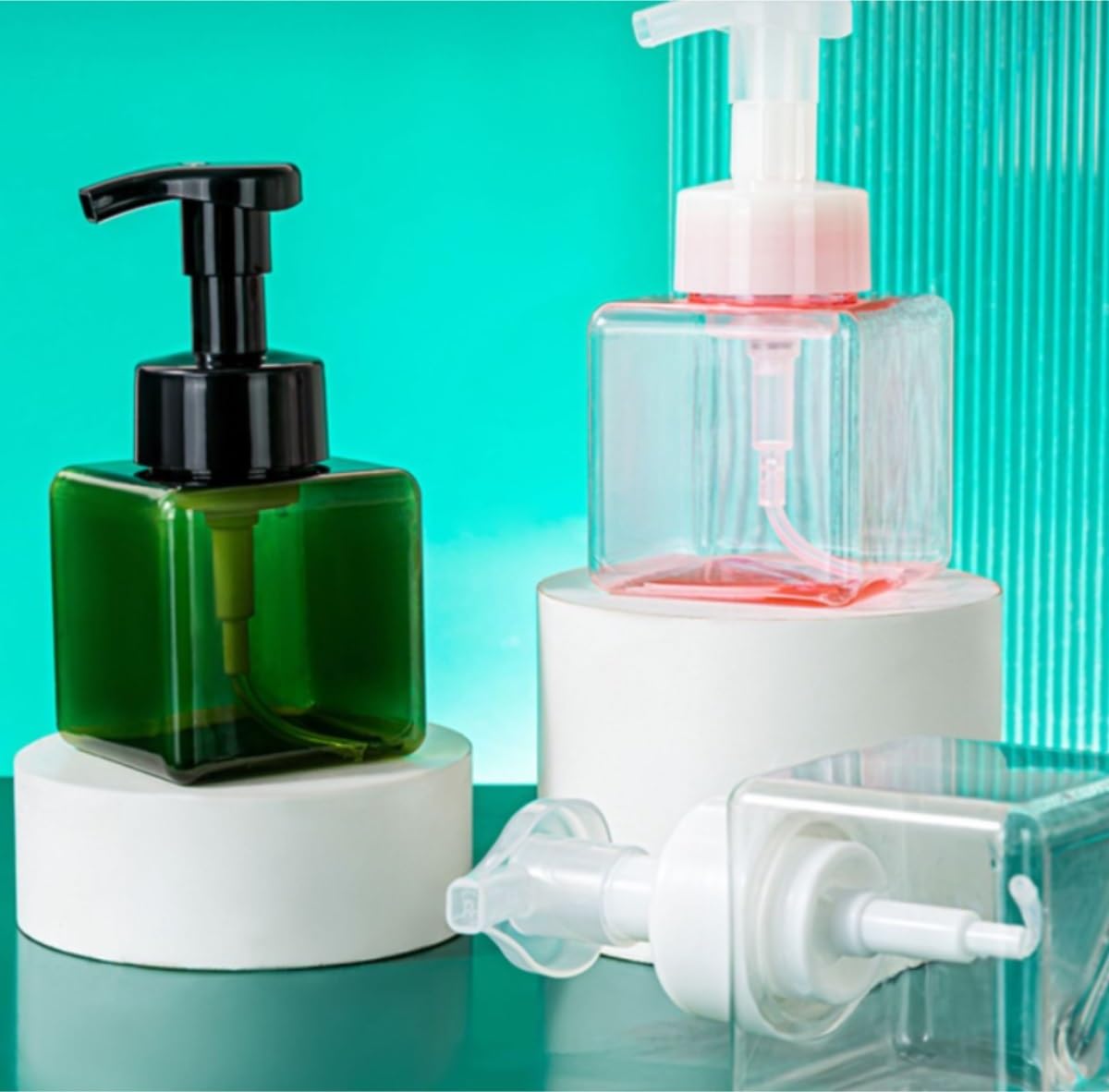 Dispensador Jabon Baño Ducha Dispensador De Jabón Y Loción, Botella Líquido Decorativa Vacía Rellenable con Bomba Dosificador Champu(Grün)