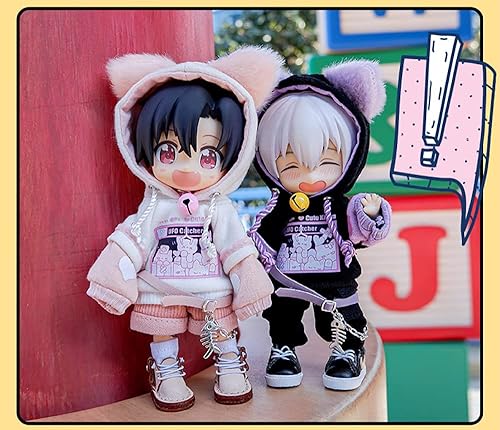 Miniatura 6 de BJD Clothes - Abrigo con capucha de gato para OB11, Molly, GSC, YMY , 112bjd accesorios de ropa de muñeca (negro y morado 2)