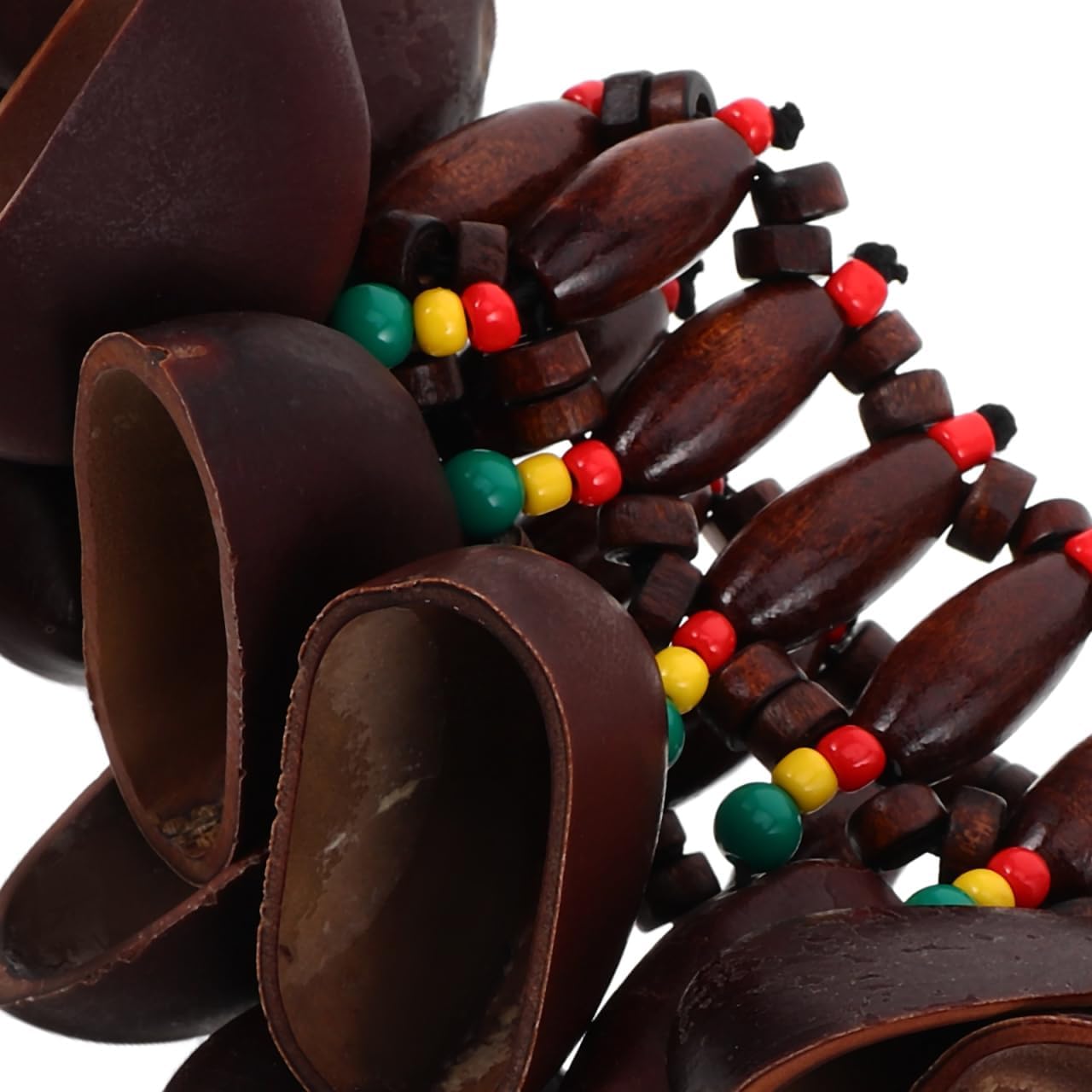ERINGOGO African Drum Nut Shell Bracelet Tribal Hand Percussion Rattle Wristband Musical Instrument Accessory for Cultural Rhythm and Music Play 3.54X3.54X2.36In