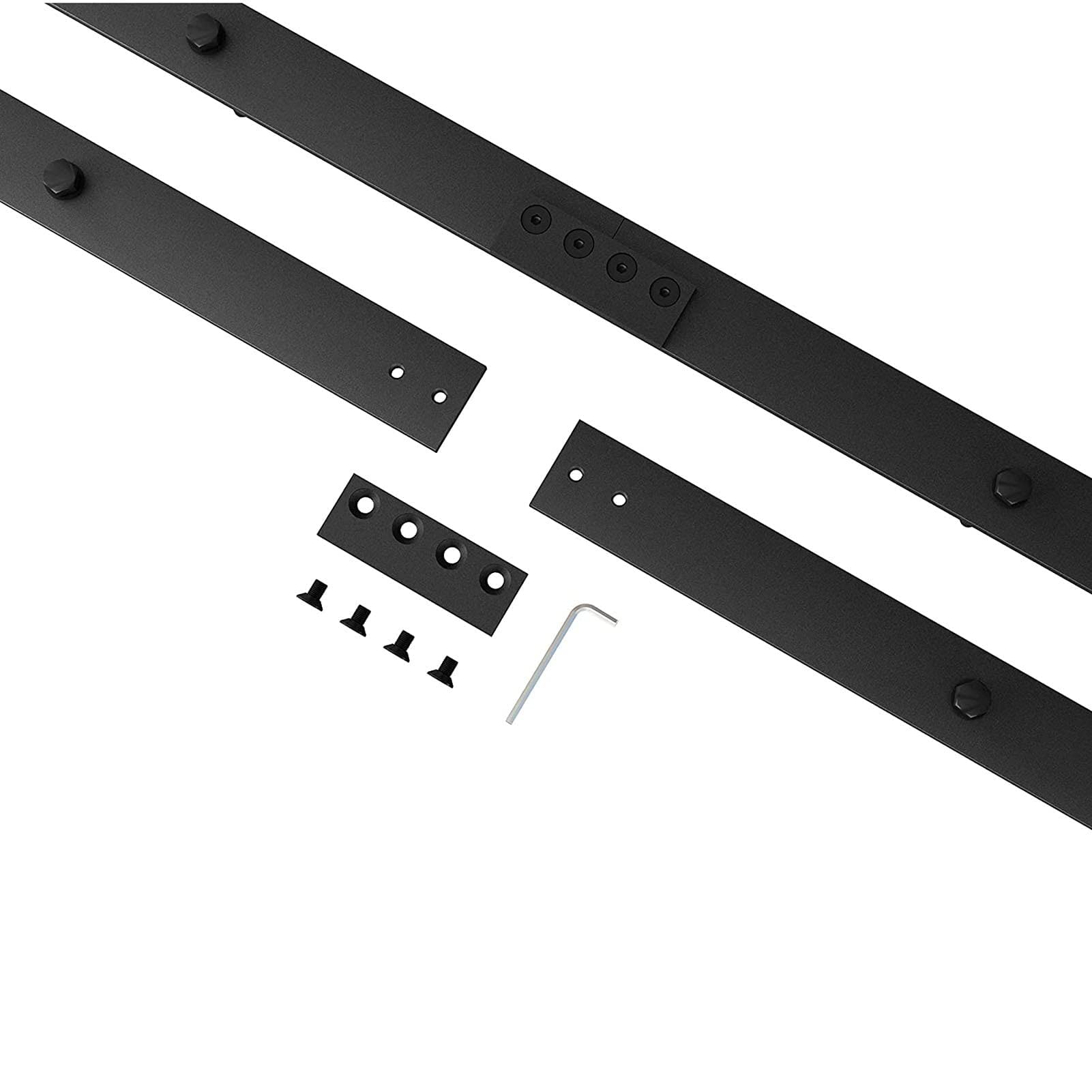 Kit ferramenta per scaletta per libreria a rotelle - Accessori per ferramenta per porte scorrevoli per fienile - Con rulli a pavimento - Materiale in acciaio al carbonio - Facile da installare - Nero