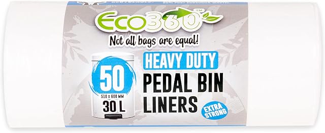 50 Heavy Duty Pedal Bin Liners,White,50 Count (Pack of 1)