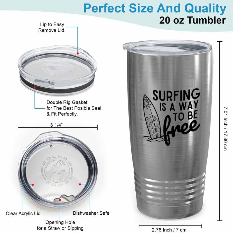 Miniatura 3 de Surfing Black Edition Vaso de 20 oz - Compra una tabla de surf - Regalos para entusiastas del surf Deporte acuático Tabla de surf Atletismo
