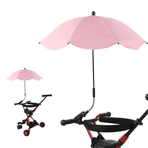 Miniatura 13 de Sombrilla para cochecito de bebé, paraguas universal de 14 pulgadas con abrazadera, parasol ajustable de 360 grados para cochecito UV, paraguas