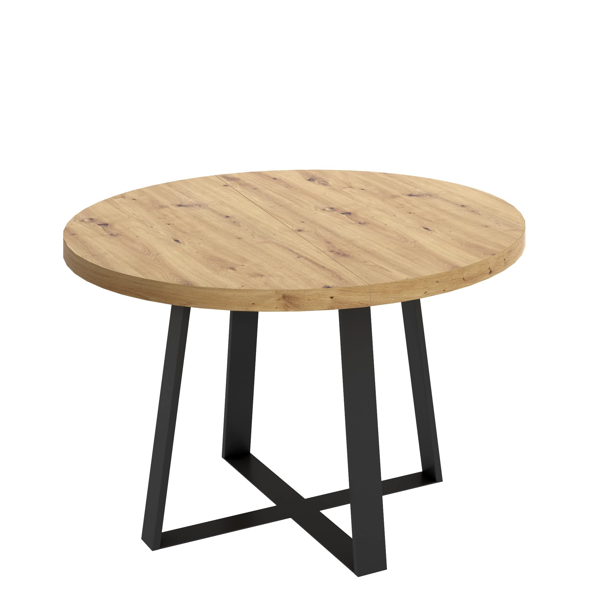 DEKIT GRUPO RIMOBEL Duna Mesa de Comedor Redonda Extensible, Melamina, Nordic, 77x110-158 cm