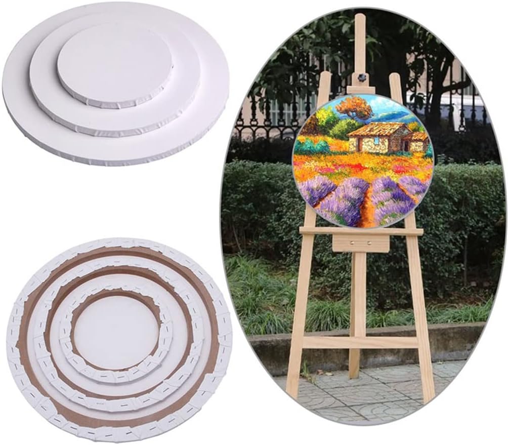 Round Canvas Panel Blank Cotton Acrylic Art Artist Oil Painting for Oil Art, for Artists, Painters&Kids