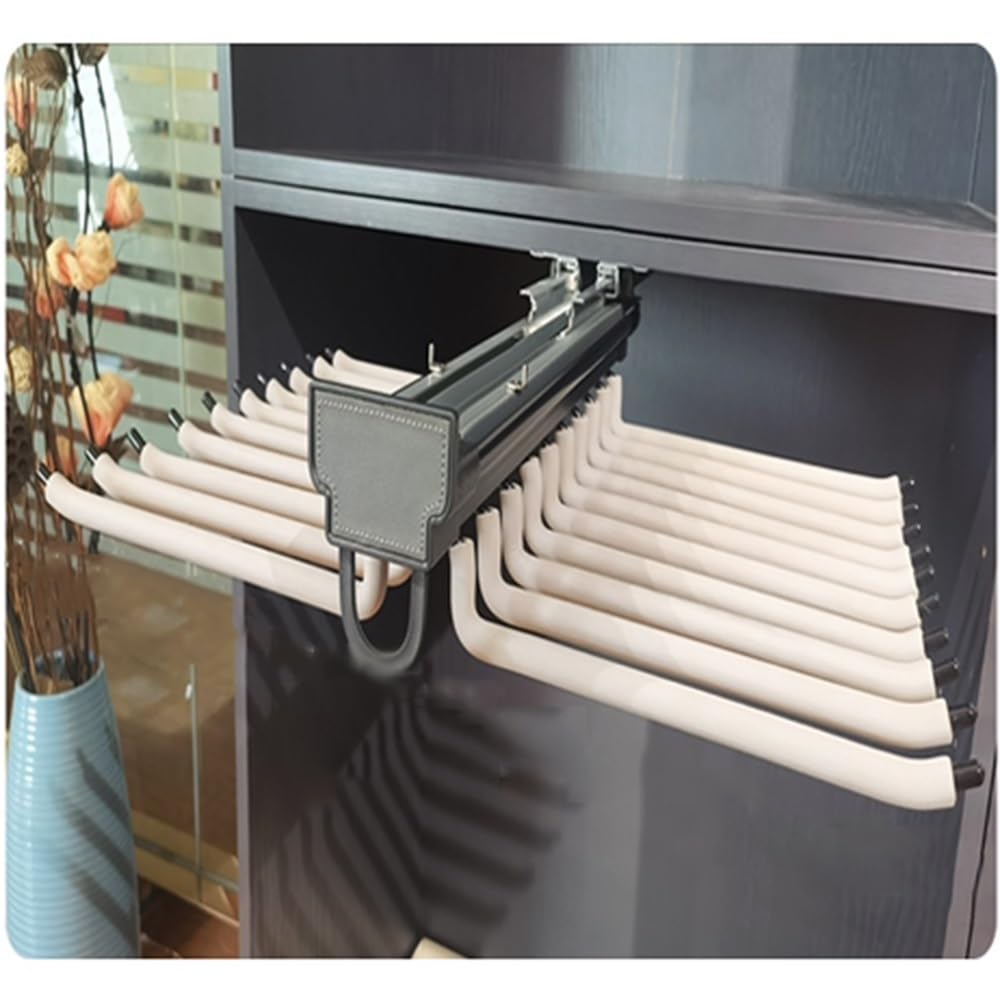 WMYYZYQ Extendable Pants Rack Hanger Bar for Closet, 18 Arms Jean Hangers, Space-Saving Wardrobe Pants Organizer, Versatile Pull-Out Design for Efficient Stor,A-36cm-16 Arms