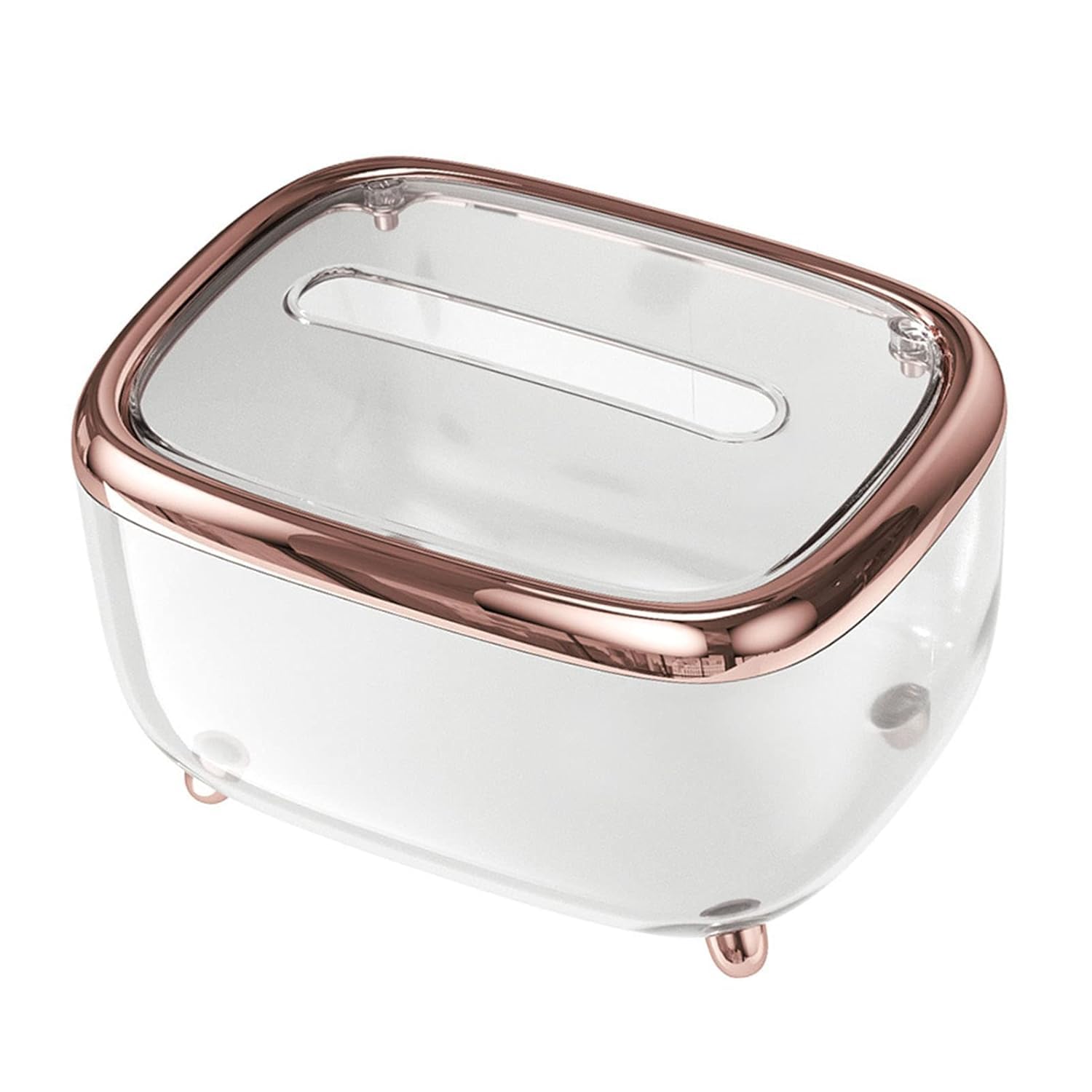 House Tissue Box Cover Tissue Box Holder Organizer, Living Room Fully Transparent Paper Drawer, Home Storage Box Tissue Box Holde ABS Clear Convenient for Office Bedroom Kitchen (Rose Gold)-image-16