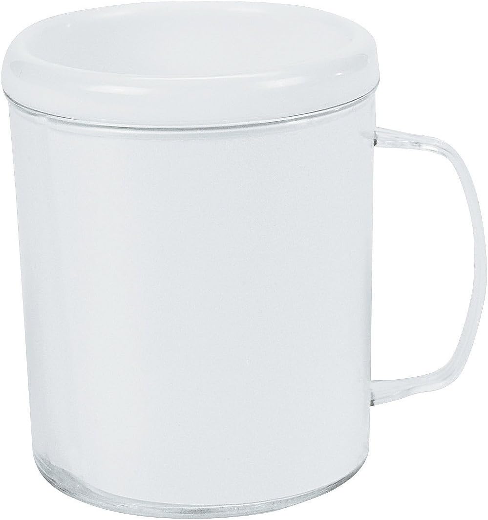Fun Express Set of 12 Pieces DIY Plastic Mugs to Decorate, Each holds 8 oz, BPA Free Plastic, Crafts for Kids and Fun Home Activities