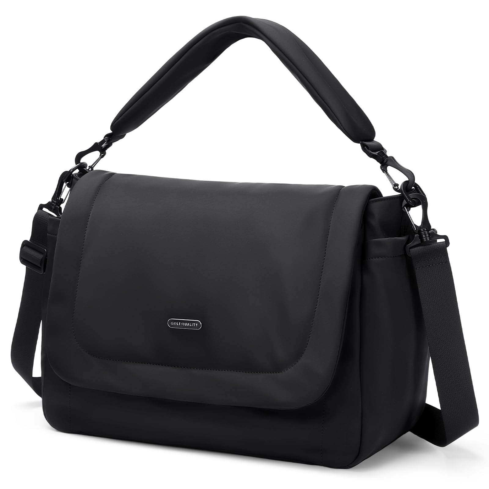 GOLF QUALITY Large Diaper Bag Messenger with Stroller Straps and Insulated Pockets,Multifunction Nappy Bags, Hospital Maternity Tote Handbag, Changing Bag for Mum and Dad๏ผ22L,Black โ image 1