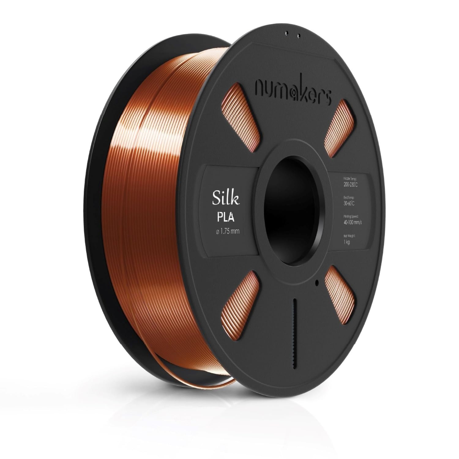 NUMAKERS Silk PLA 3D Printer Filament, 1.75mm, Dimensional Accuracy +/- 0.03 mm, 1 kg Spool (2.2 lbs), Compatible with Most FDM Printers (Silk Copper)-picture-27