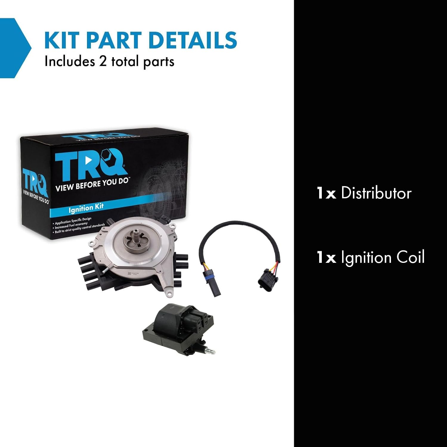TRQ Ignition Coil Kit 2 Piece Compatible with 1994-1995 Buick Roadmaster Cadillac Commercial Chassis Fleetwood Chevrolet Caprice Impala 1995 Camaro Corvette Pontiac Firebird
