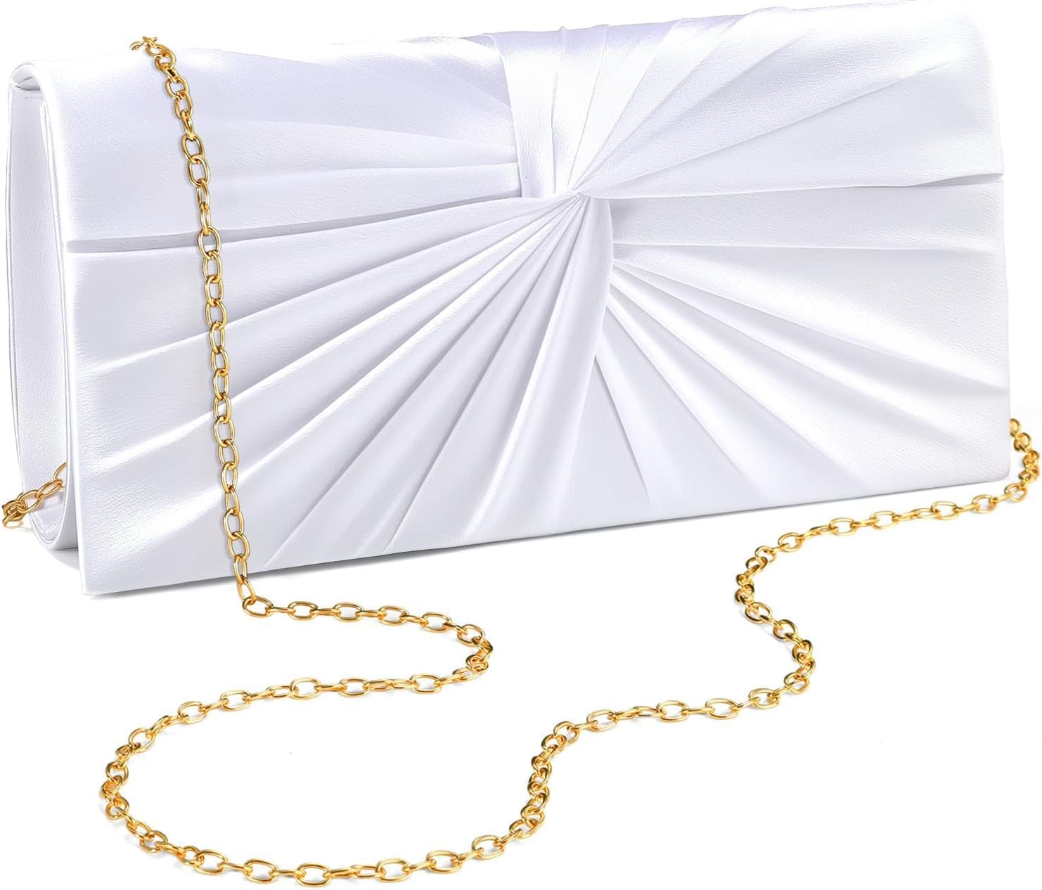 Evening Satin Purse with Detachable Chain Fomal Clutch Women's Evening Handbags