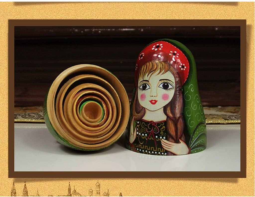 XXZY Russian Nesting Dolls Wooden Long-haired Goddess Matryoshka 7-Piece Matryoshka Dolls Children's Handmade Toys Gift Ornaments (Color : A)
