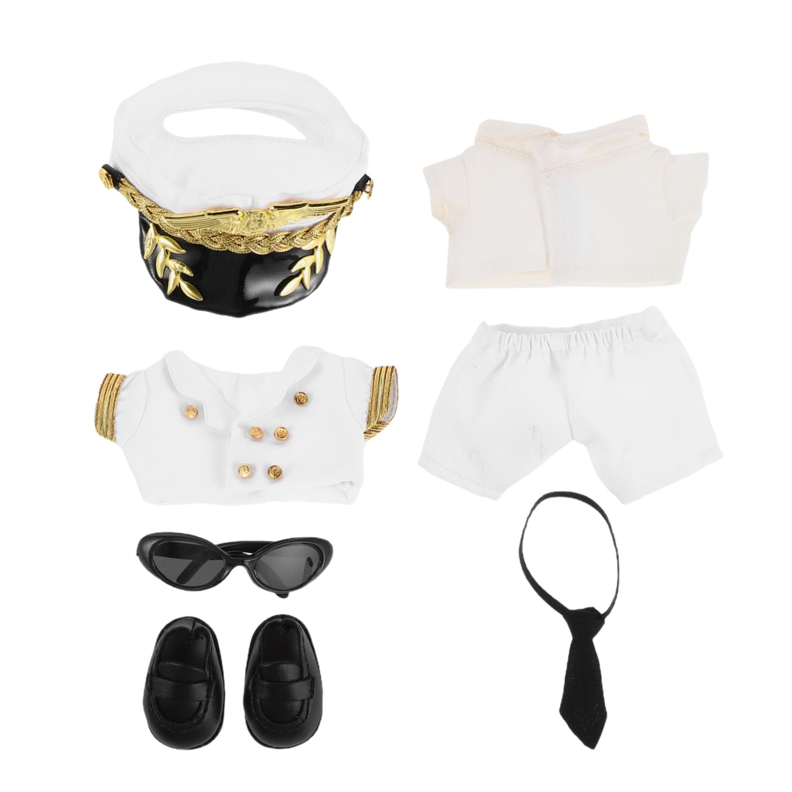 Uniforme de Capitán para Muñeco de Peluche Ropa de Piloto Reemplazable Accesorios Decorativos para Juguetes de Peluche Ropa Utilizable para Muñecos Pequeños Avión