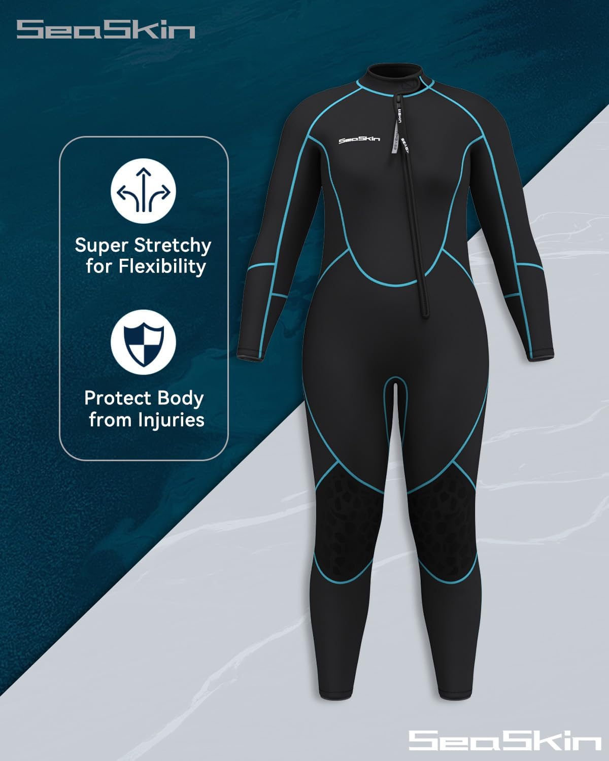 Seaskin Plus Size Full Wetsuit for Mens and Womens 3mm - Image 4