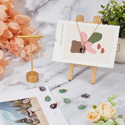 Miniatura 4 de SUPERFINDINGS 12 colgantes de piedra mixta de 6 estilos, colgantes de piedra de amatista, dijes de cuarzo rosa, dijes de gota de agua de aventurina