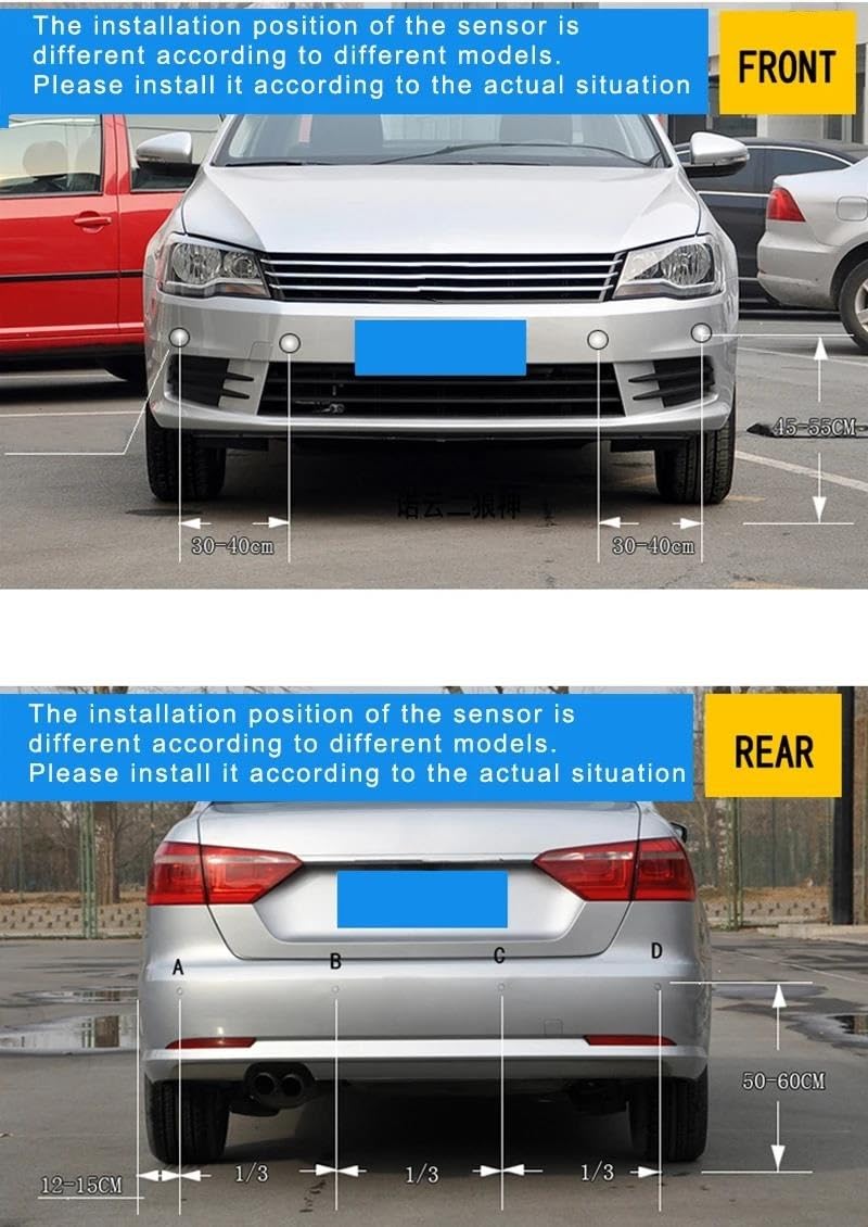 Sensor De Aparcamiento 4/6/8 Sensores Estacionamiento Parktronic Radar Marcha Atrás Automóvil Detector Trasero Kit Asistencia Marcha Atrás Kit De Sensor De Aparcamiento(Blanco,6)