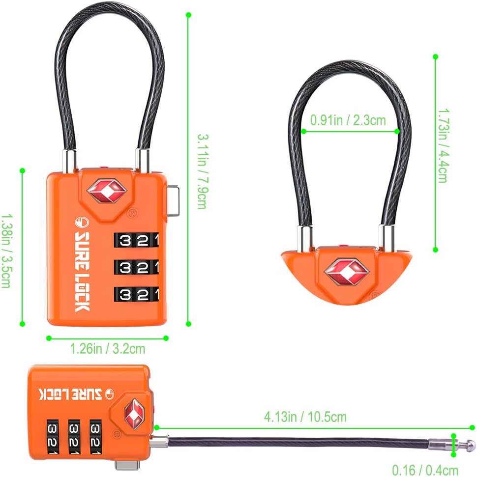Limited Stock SURE LOCK TSA Compatible Travel Luggage Locks, Inspection Indicator, Easy Read Dials TSA Approved with Zinc Alloy Orange 4 Pack Hottest Sale SURE LOCK TSA Compatible Travel Luggage Locks, Inspection Indicator, Easy Read Dials TSA Approved with Zinc Alloy Orange 4 Pack