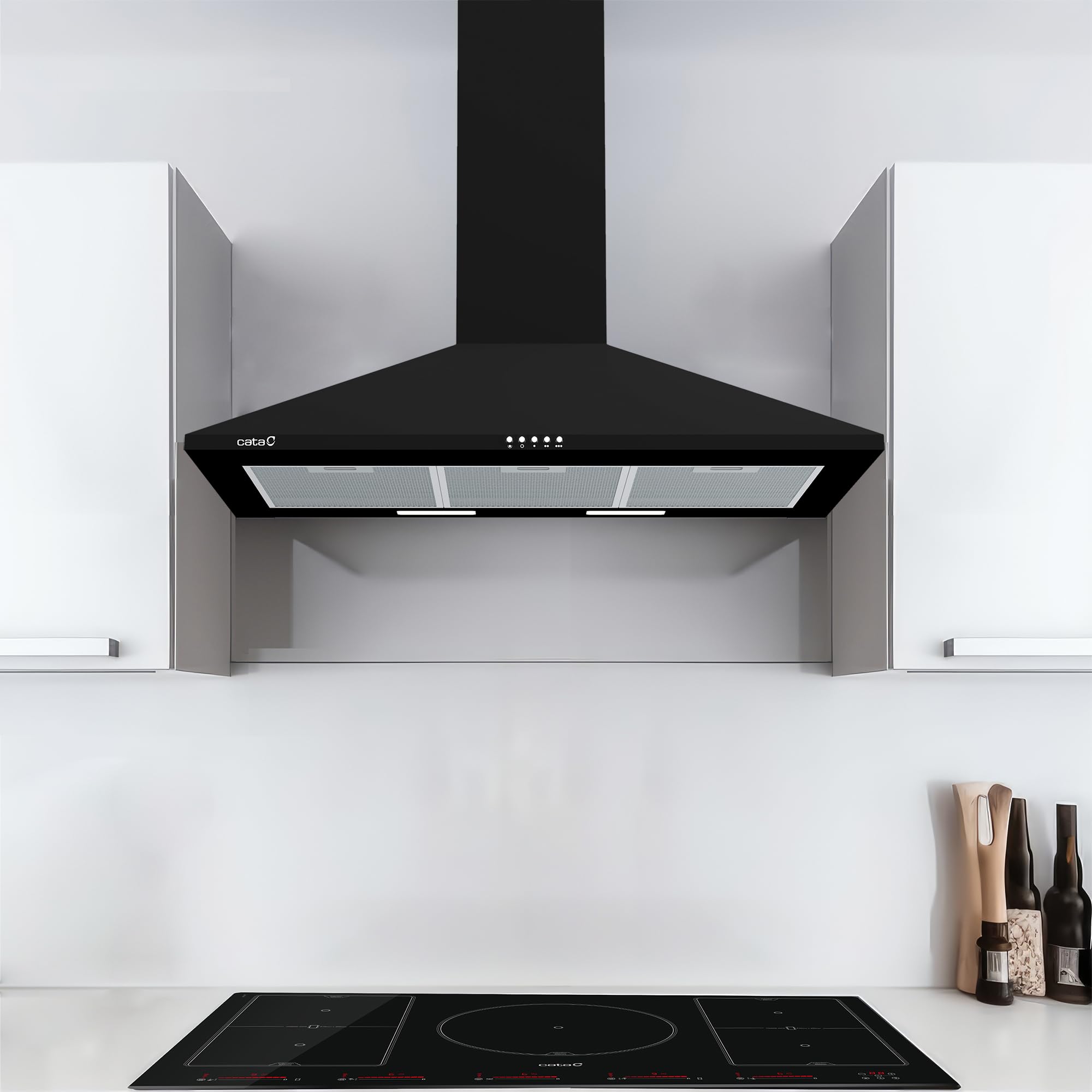 Cata Afzuigkap voor de keuken, model Beta 700, breedte 70 cm, decoratieve wandkap, 3 opvoerstanden, energie-efficiëntieklasse A