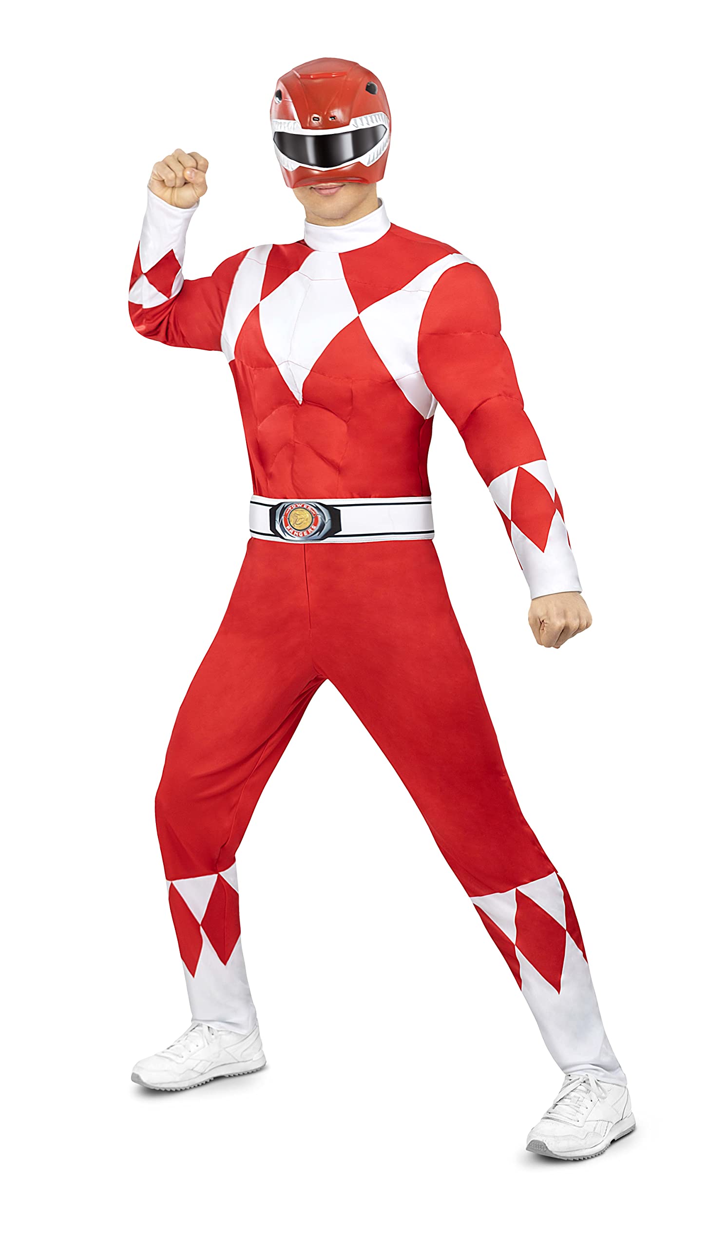Funidelia | Disfraz de Power Ranger Rojo para hombre Superhéroes, Dibujos Animados - Disfraz para adultos y divertidos accesorios para Fiestas, Carnaval y Halloween - Rojo