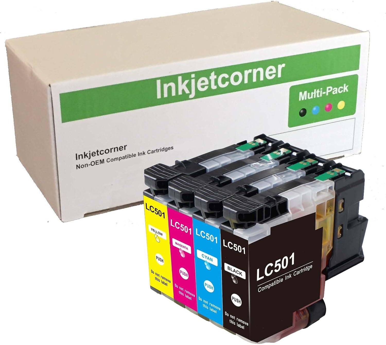 Inkjetcorner Compatible Ink Cartridges Replacement for LC501 LC-501 for use with MFC-J1260DW MFC-J1360DW MFC-J1410DW (4-Pack)
