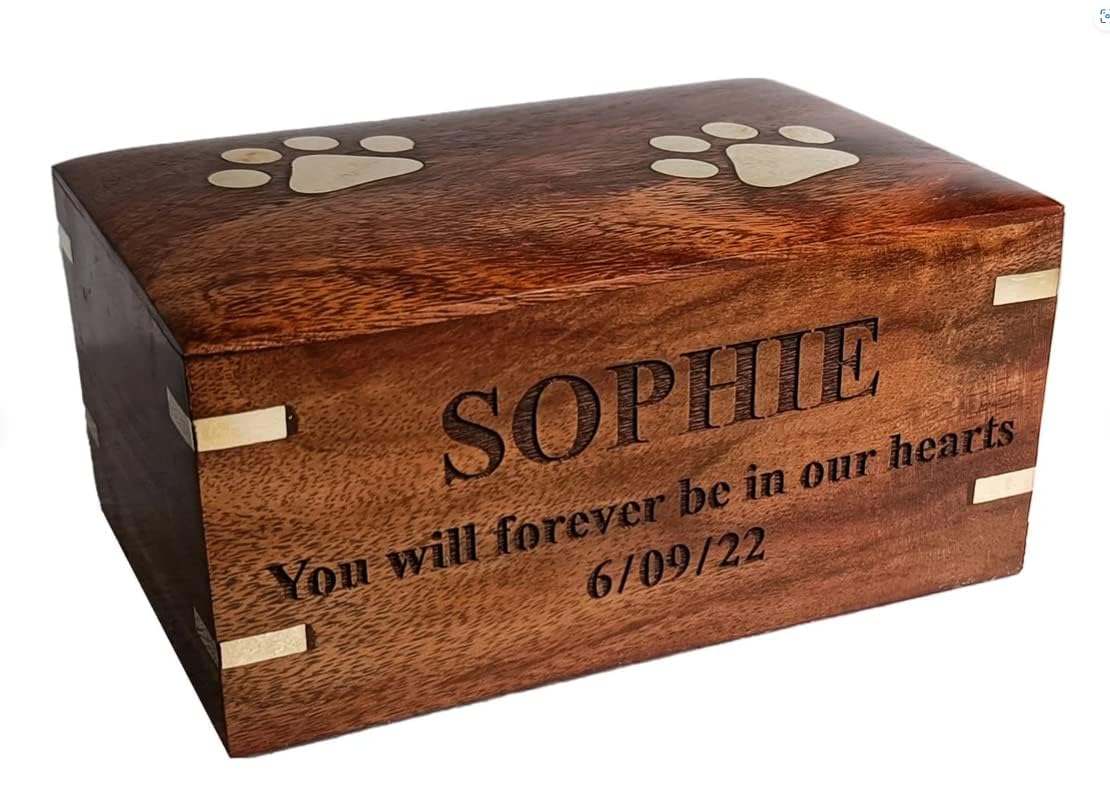 Urna in legno di palissandro per ceneri di cane, urna in legno personalizzata per ceneri – Scatola per cremazione – Memorial Keepsake Funerale Cremazione Pet Urne Cani Box
