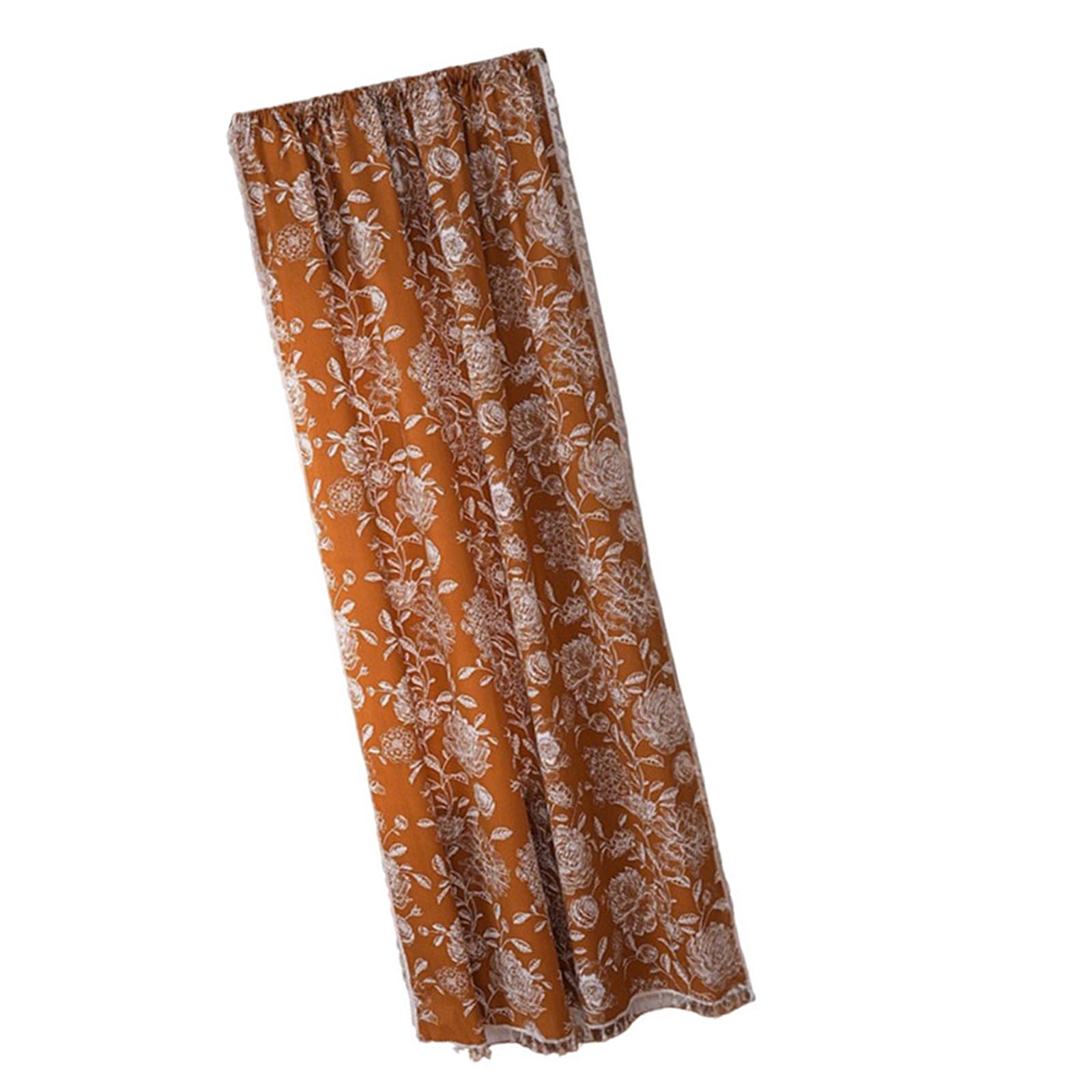 Kalttoy Warm Brown Reversible Polyester Floor Hanging Sturdy Dustproof Decorative Florals Print Space Divider Quick Setups Florals Window Drape
