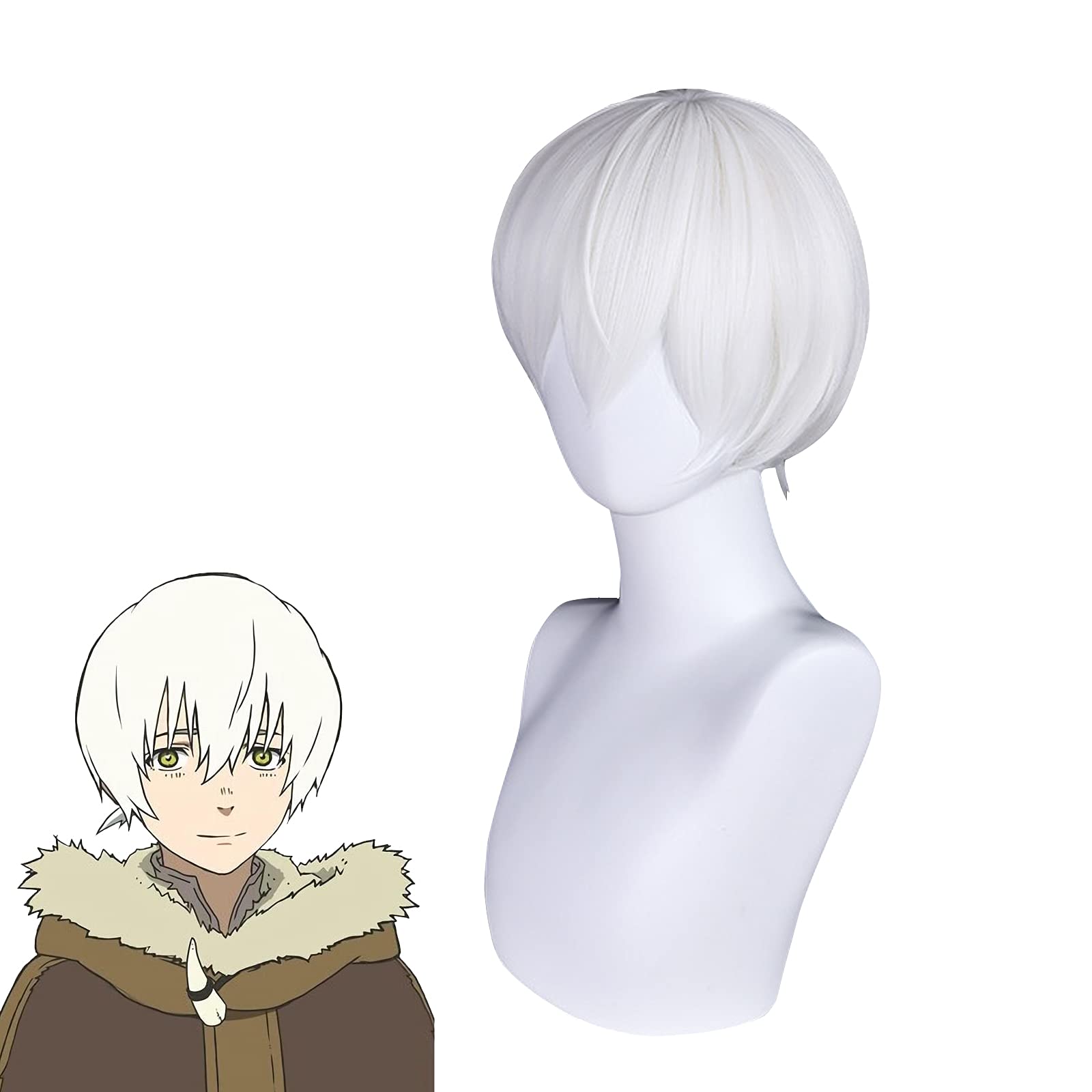 Fushi White Cosplay Wig Anime To Your Eternity Short Synthetic Hair for Halloween Party Costume Gift