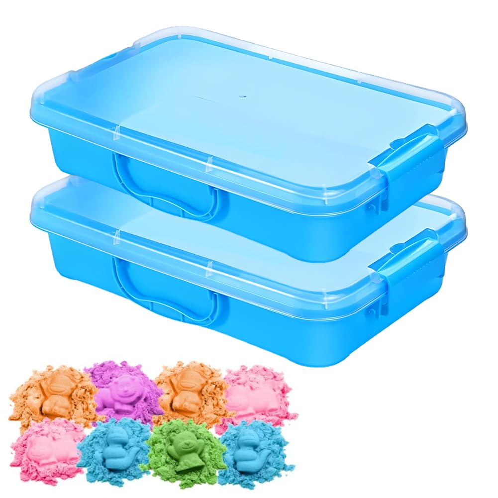 Pack of 2 Sandpit Sensory Bin with Lid and Handle for Sand