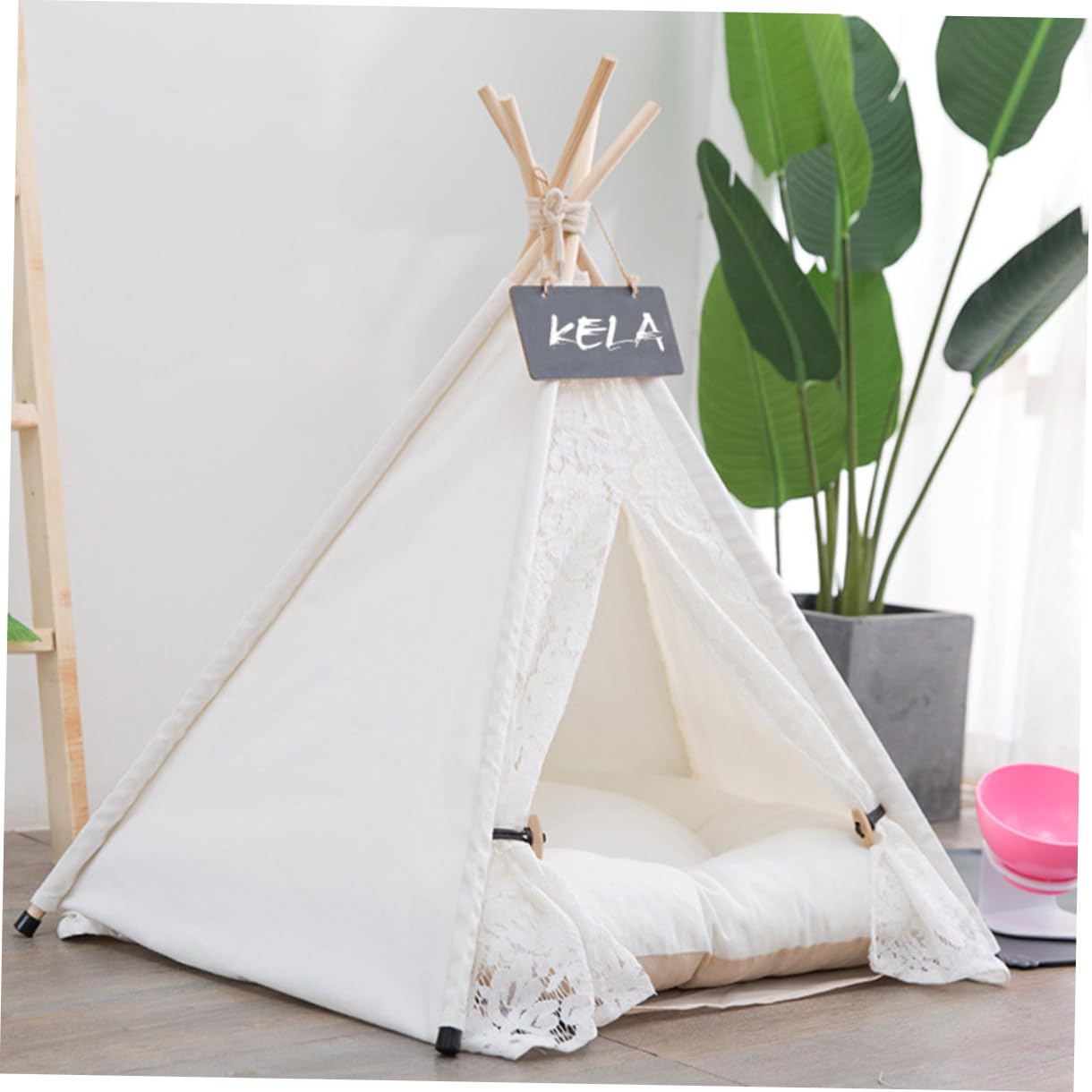 Tienda de Campaña para Mascotas Desmontable y Lavable con Rascador de Cama y Colchón Cálido para Gatos y Perros Pequeños