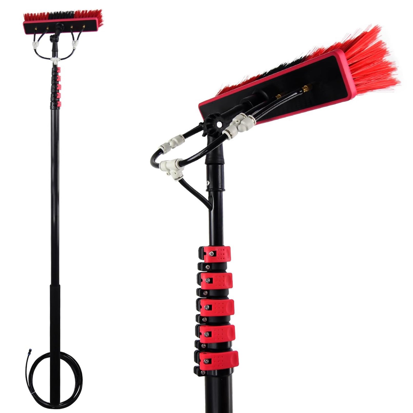 Kit de nettoyage de vitres en alliage d'aluminium avec manche télescopique rigide